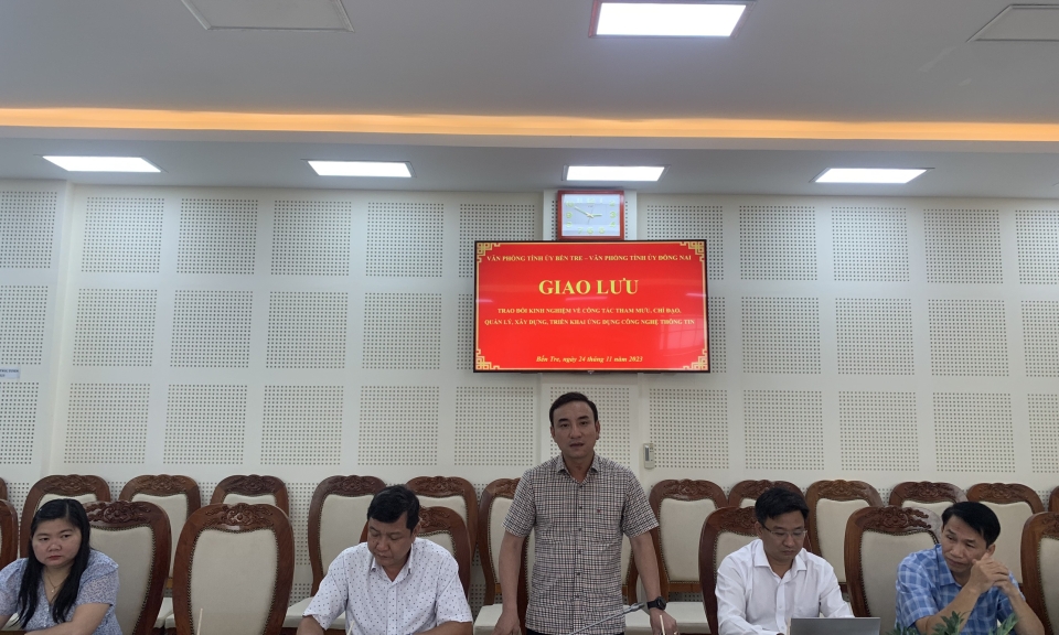 Văn ph&amp;#242;ng Tỉnh ủy Đồng Nai giao lưu trao đổi kinh nghiệm trong việc triển khai ứng dụng c&amp;#244;ng nghệ th&amp;#244;ng tin v&amp;#224; c&amp;#244;ng t&amp;#225;c cơ yếu tại Văn ph&amp;#242;ng Tỉnh ủy Bến Tre